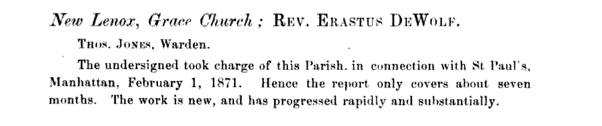 Excerpt from the Diocese of Illinois’ Journals, 1871.