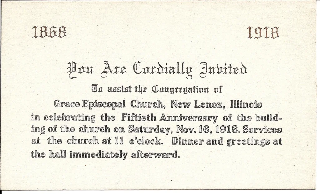 Invite for the 50th Anniversary Reception on Saturday, November 16, 1918.