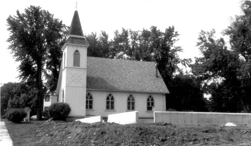 The construction of the new parish hall is fully underway in this photo from 1979.